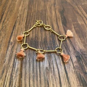 Madewell Gold bracelet with light pink tassels